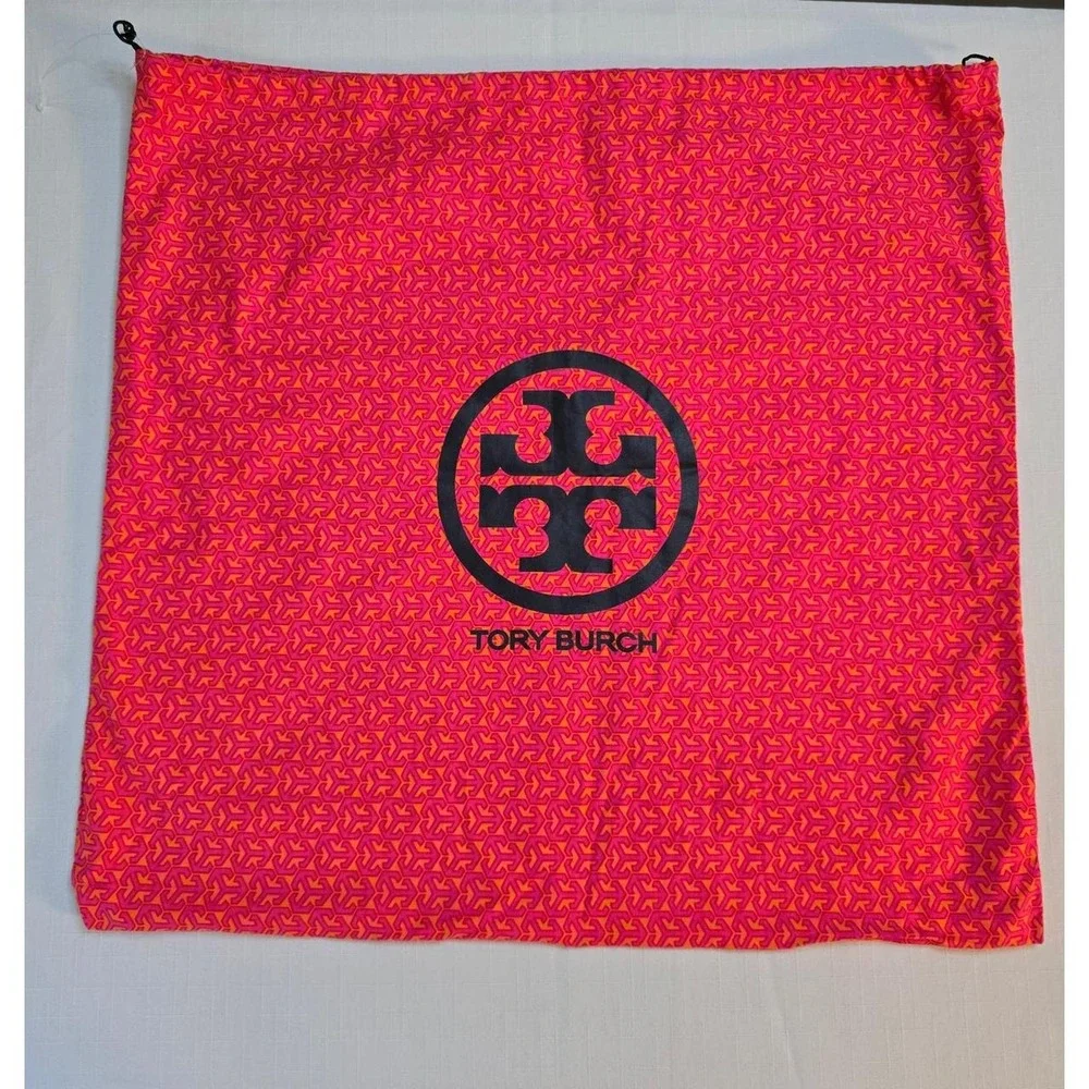 Tory Burch Large Drawstring Dust Bag Pink Orange Geometric T-Logo 21x21